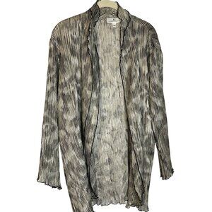 Emmelle XL Black & White Striped Long Sleeve Open Front Duster Cardigan